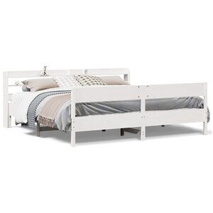 vidaXL Cadre de lit sans matelas blanc 200x200 cm bois massif de pin