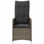 vidaXL Chaises inclinables de jardin lot de 2 et coussins gris rotin