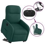 vidaXL Fauteuil inclinable électrique vert foncé tissu