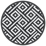 vidaXL Tapis d'extérieur blanc et noir Ø120 cm PP