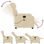 vidaXL Fauteuil de massage inclinable Crème Tissu