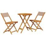 vidaXL Ensemble de bistro 3 Pièces taupe tissu et bois massif
