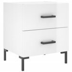 vidaXL Tables de chevet 2 Pièces blanc brillant 40x35x47 5 cm
