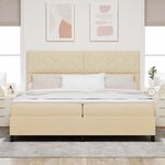 vidaXL Lit à ressorts avec matelas Crème 200 x 200 cm tissu