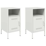 vidaXL Tables de chevet 2 Pièces blanc 36x39x68 cm acier