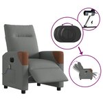 vidaXL Fauteuil inclinable de massage électrique gris foncé tissu