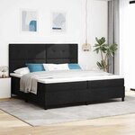 vidaXL Lit à ressort avec matelas noir 200x200 cm en tissu
