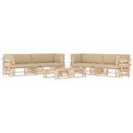 Salon de jardin meuble d'extérieur ensemble de mobilier palette 6 pièces avec coussins bois de pin imprégné 02_0018482