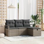 vidaXL Ensemble de canapé de jardin 4 Pièces Gris 175 x 117 x 85 cm