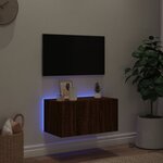 vidaXL Meuble TV mural avec lumières LED chêne marron 60x35x31 cm