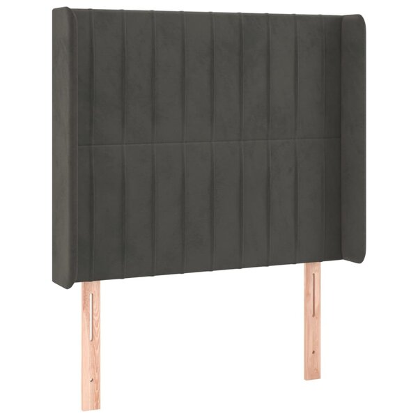 vidaXL Tête de lit avec oreilles Gris foncé 103x16x118/128 cm Velours