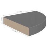 vidaXL Étagère d'angle flottante Gris brillant 25x25x3 8 cm MDF