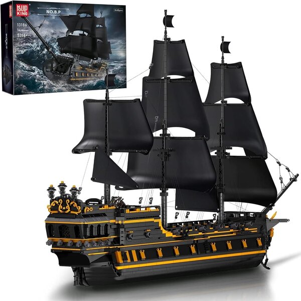 Mould King 13186 - Ensemble de maquettes de bateaux pirates noirs