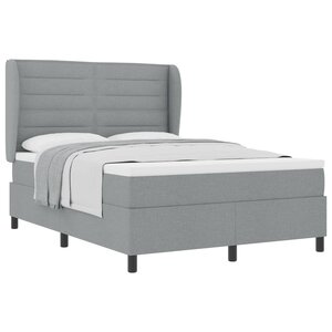 vidaXL Lit à ressorts avec matelas Gris clair 140 x 190 cm tissu