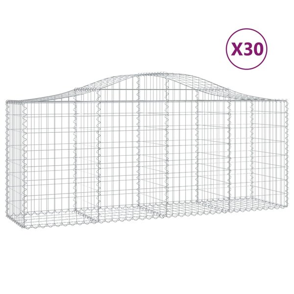 vidaXL Paniers à gabions arqués 30 Pièces 200x50x80/100 cm Fer galvanisé