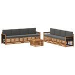 vidaXL Ensemble de canapés d'extérieur 9 pc Naturel et Anthracite