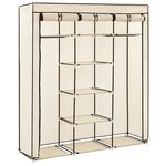 vidaXL Armoire avec compartiments et barres Crème 150x45x175 cm Tissu