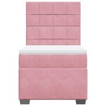 vidaXL Sommier à lattes de lit avec matelas Rose 90x200 cm Velours