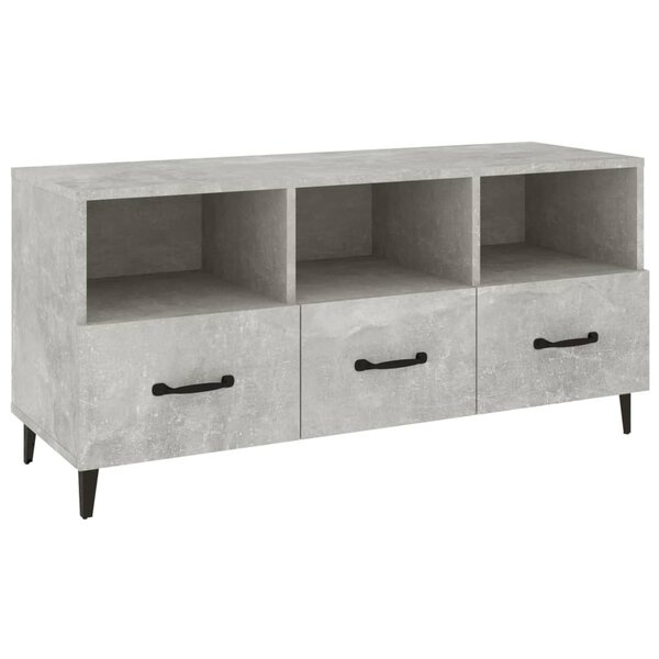 vidaXL Meuble TV Gris béton 102x35x50 cm Bois d'ingénierie
