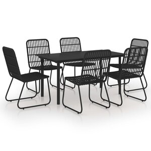 vidaXL Ensemble à dîner d'extérieur 7 Pièces Résine tressée et verre