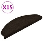 vidaXL Tapis d'escalier autocollants 15Pièces Marron 65x21x4cm Aiguilleté
