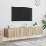 vidaXL Meubles TV muraux lumières LED 2 Pièces chêne sonoma 80x35x31 cm