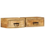 vidaXL Tables de chevet murales 2 Pièces bois de manguier massif brut