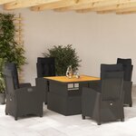 vidaXL Ensemble à manger de jardin coussins 5Pièces Noir Résine tressée