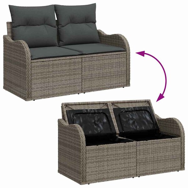 vidaXL Ensemble de canapé de jardin 9 Pièces Gris Poly rotin