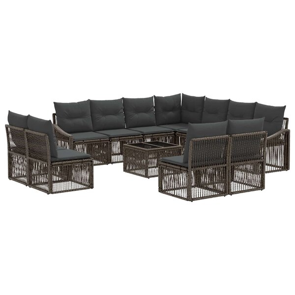vidaXL Ensemble de canapé de jardin 12 Pièces Gris polyrotin