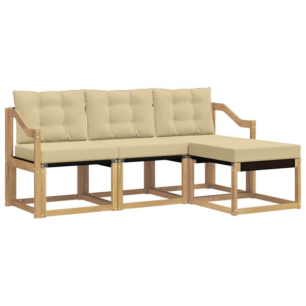 vidaXL Ensemble de canapés d'extérieur 4 pc Blanc et Beige