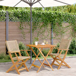 vidaXL Ensemble de bistro 3 Pièces beige résine tressée et bois massif