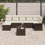 vidaXL Ensemble de canapé de jardin 8 Pièces Marron Poly rotin