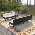vidaXL Salon de jardin 8 Pièces avec coussins résine tressée noir