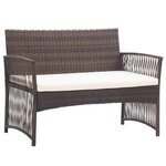 vidaXL Salon de jardin 4 Pièces avec coussin Résine tressée Marron