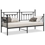 vidaXL Cadre de lit de jour avec tête de lit Noir 75 x 190 cm Acier