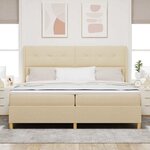 vidaXL Lit à ressorts avec bandes LED Crème 200 x 200 cm tissu