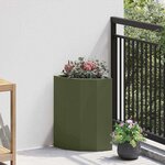 vidaXL Jardinière d'Angle Vert olive 30 x 30 x 50 cm Acier
