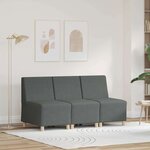 vidaXL Unité de Sofa Modulaire Sans Accoudoirs 3 Pièces Gris foncé