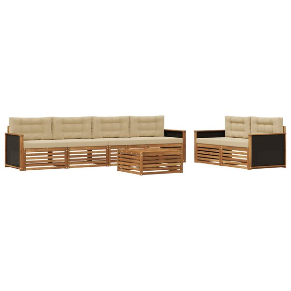 vidaXL Ensemble de canapés d'extérieur 7 pc Naturel et Beige Polyester