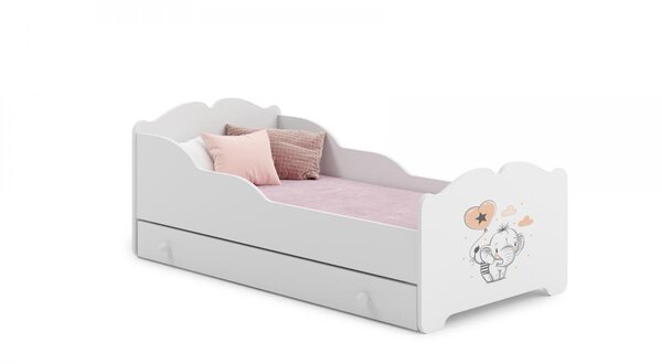 Lit enfant ANNA +SZU avec tiroir de rangement 140x70 Elephant avec matelas