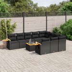 vidaXL Salon de jardin 11 Pièces avec coussins noir résine tressée