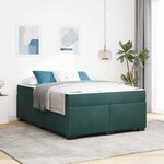 vidaXL Cadre de lit avec matelas Vert foncé 140 x 200 cm Velours