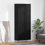 vidaXL Haut Armoire 2 Pièces Chêne noir Bois d'ingénierie et verre
