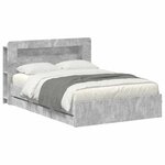 vidaXL Cadre de lit avec rangement Gris béton 150 x 200 cm