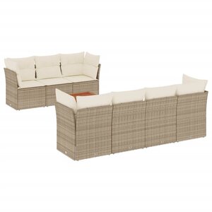 vidaXL Salon de jardin avec coussins 8 Pièces beige résine tressée