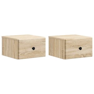 vidaXL Cabinet de chevet mural 2 pc Chêne Sonoma 34 5 x 33 x 20 cm