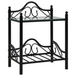 vidaXL Table de chevet Acier et verre trempé 45 x 30 5 x 60 cm Noir