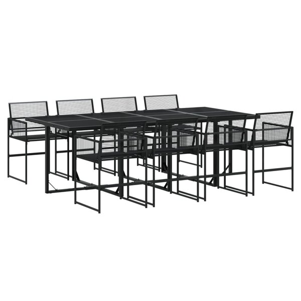 vidaXL Ensemble à manger de jardin 9 Pièces Noir Résine tressée