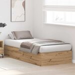 vidaXL Cadre de lit avec stockage chêne artisanal 200 x 90 x 31 5 cm